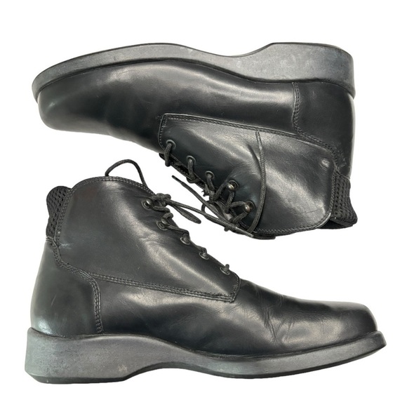 LL Bean Black Smooth Leather Lace-Up Combat Ankle Boots Sz 6.5 Made in Portugal - Picture 3 of 13